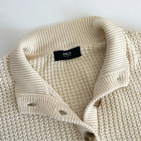 ABLE x Jess Ann Kirby Marin 100% Organic Cotton Striped Button Knit Sweater - Picture 8 of 14
